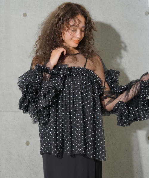 DONOBAN チュニック 「ANDRESD」decorative tulle tops チュール