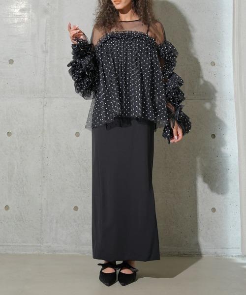 andresd フリルブラウス　チュールトップス DONOBAN チュニック 「ANDRESD」decorative tulle tops チュール