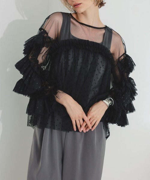 andresd チュールフリルブラウス DONOBAN チュニック 「ANDRESD」decorative tulle tops チュール
