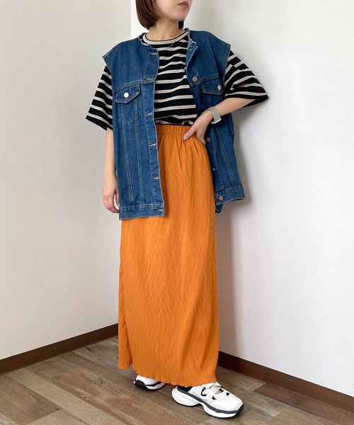 CRB ベスト ジレ カットオフノーカラーデニムベスト レディース