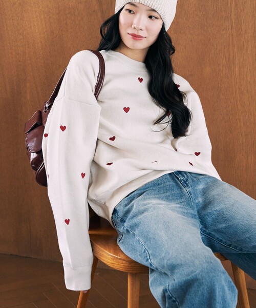 archivio ハート刺繍 セーター