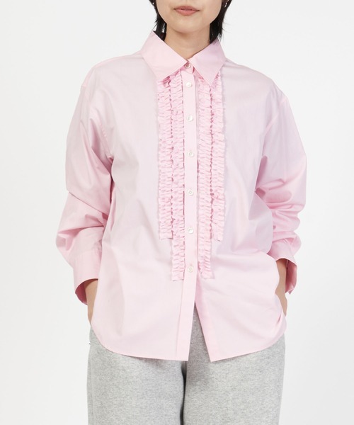 ブラウス シャツ COTTON FRILLED SHIRT コットン フリル シャツ レディース メンズ