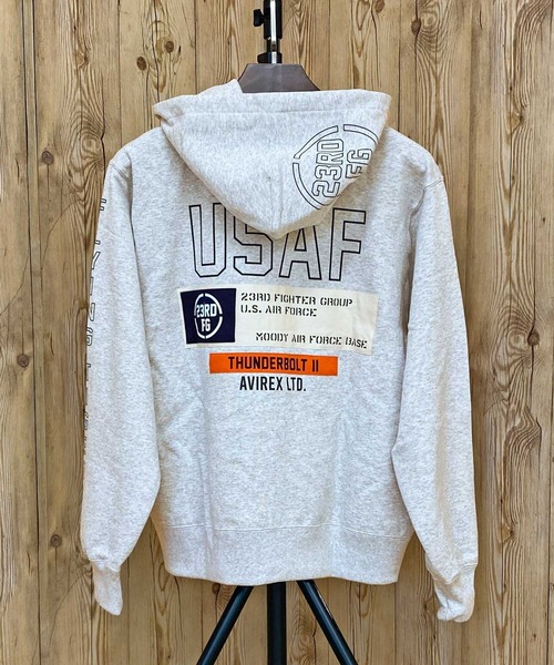 AVIREX 硫化染め フェード加工 USAAF 変形 ギミック パーカー AVIREX（アヴィレックス） パーカー SHEETING PATCHED ZIP PARKA