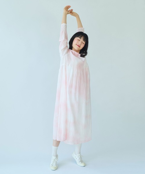 bulle de savon ワンピース pink 無回転染め pin tuck