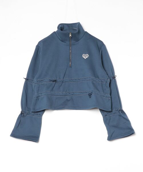 トレーナー スウェット Draw cord half zip sweat レディース HTH トレーナー スウェット Draw cord half zip sweat