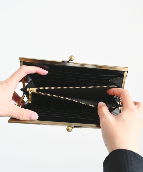 An+u 財布 レザー× ガマグチ ロングウォレット leather purse メンズ 