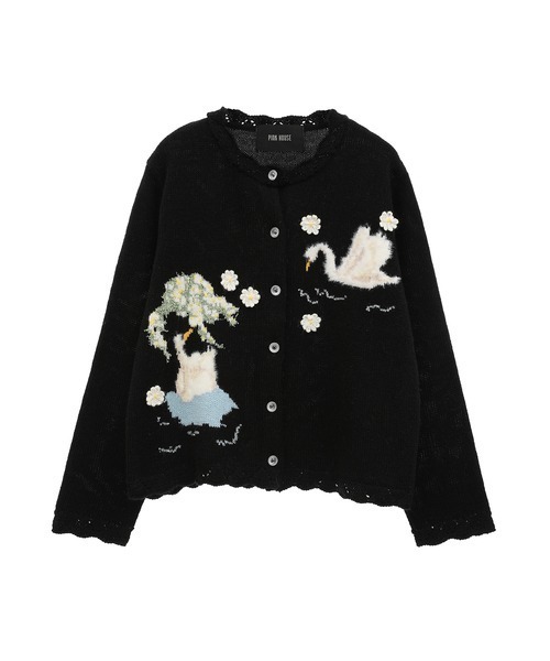 PINK HOUSE（ピンクハウス） カーディガン SWAN LAKEモチーフニット