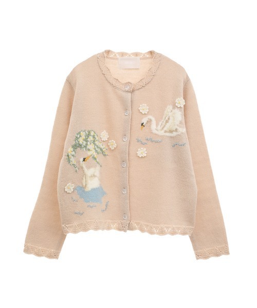 ⭐︎3日のみのセール⭐︎ピンクハウス•花柄刺繍カーディガン PINK HOUSE（ピンクハウス） カーディガン SWAN LAKEモチーフニット