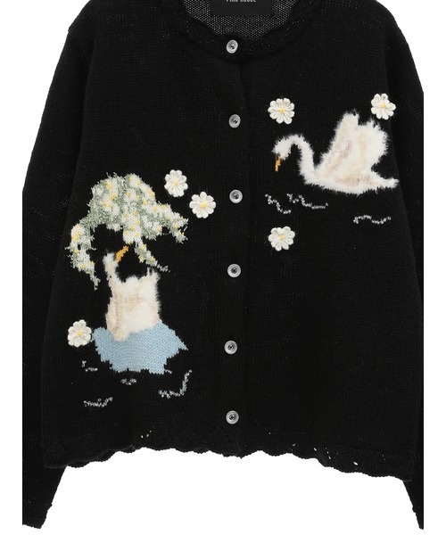 2/21まで【新品/未使用】Pink House swan lakeカーディガン PINK HOUSE（ピンクハウス） カーディガン SWAN LAKEモチーフニット