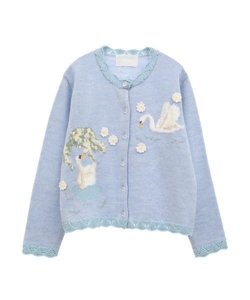 2/21まで【新品/未使用】Pink House swan lakeカーディガン PINK HOUSE（ピンクハウス） カーディガン SWAN LAKEモチーフニット