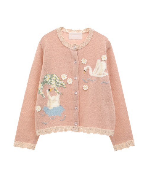 PINK HOUSE（ピンクハウス） カーディガン SWAN LAKEモチーフニット