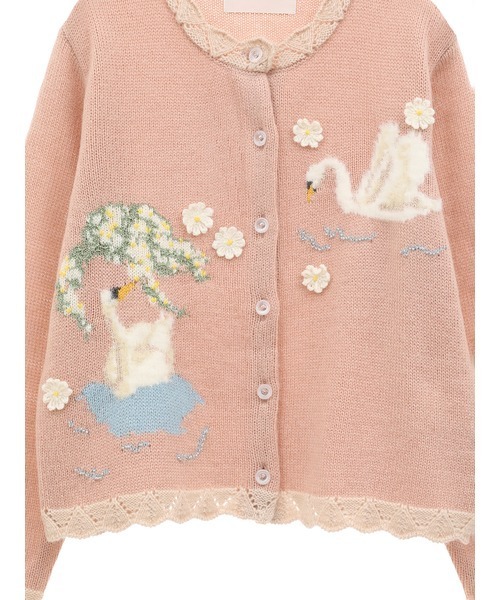 PINK HOUSE（ピンクハウス） カーディガン SWAN LAKEモチーフニット