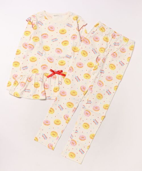 Kids Foret（キッズフォーレ） パジャマ ドーナツ・ハートくま総柄長袖