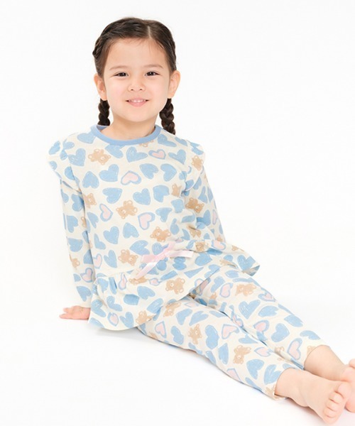 Kids Foret（キッズフォーレ） パジャマ ドーナツ・ハートくま総柄長袖