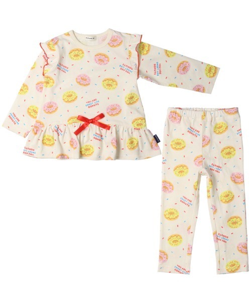 Kids Foret（キッズフォーレ） パジャマ ドーナツ・ハートくま総柄長袖