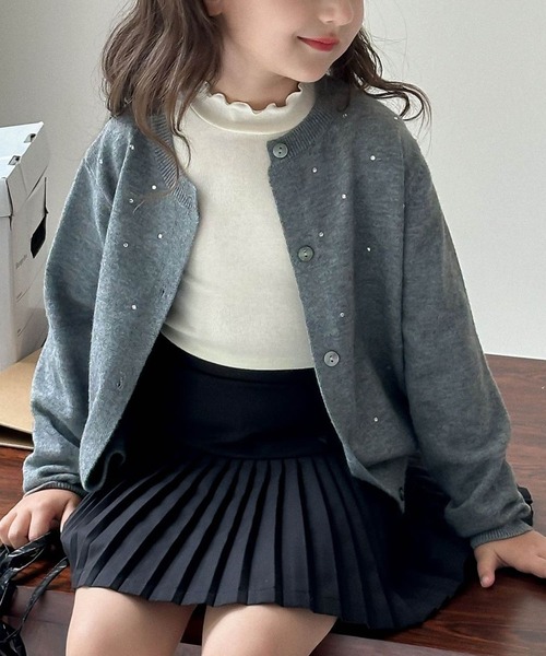 カーディガン  「aimoha-KIDS-」ビジューニットカーディガン キッズ 子供服 男の子 女の子
