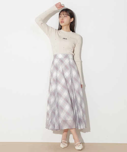 美品♡ジルスチュアート シアージャガード 花柄 スカート ゴム入り Aライン S 美品♡ジルスチュアート シアージャガード 花柄 スカート ゴム