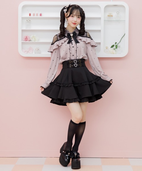 ブラウス シャツ ハートフロッキーブラウス レディース ROJITA ブラウス シャツ ハートフロッキーフリルブラウス