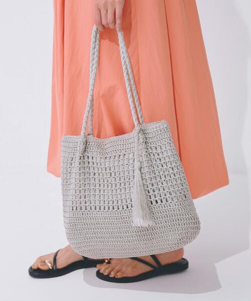 トートバッグ GROVE DOVE TOTE BAG BKS1059 グローブ grove ペーパー巾着コードラメ2WAYトート （ベージュ