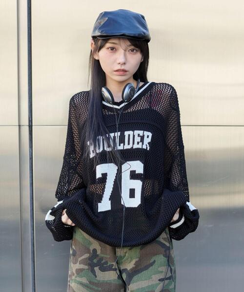 WEGO（ウィゴー） ニット セーター WEGO/ナンバリングメッシュニット