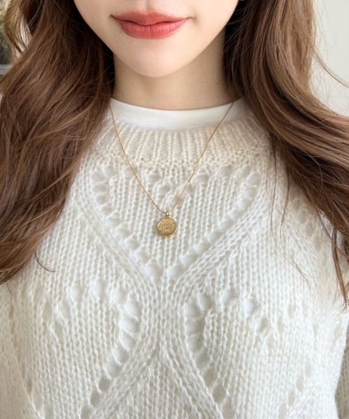 「moment+」 長袖ニット M ピンクベージュ レディース_画像6