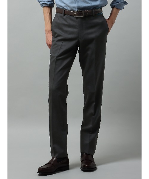 スラックス テーパードパンツ 尾州 SUPER100's ウールトロピカル 無地