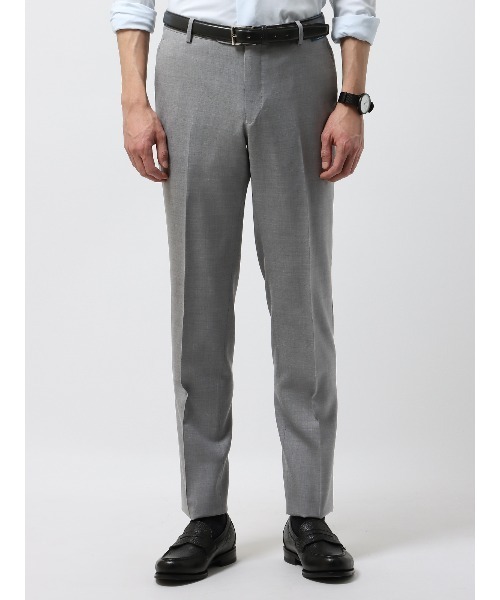 スラックス テーパードパンツ 尾州 SUPER100's ウールトロピカル 無地