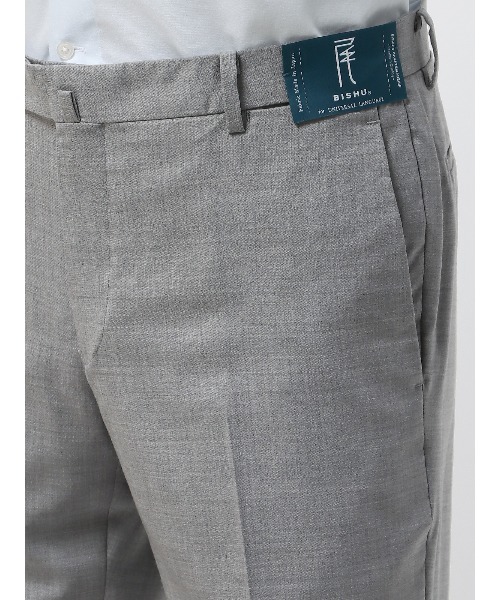 スラックス テーパードパンツ 尾州 SUPER100's ウールトロピカル 無地