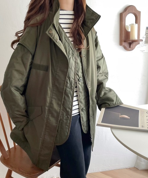 「Java」 ミリタリーコート LARGE カーキ メンズ_画像6