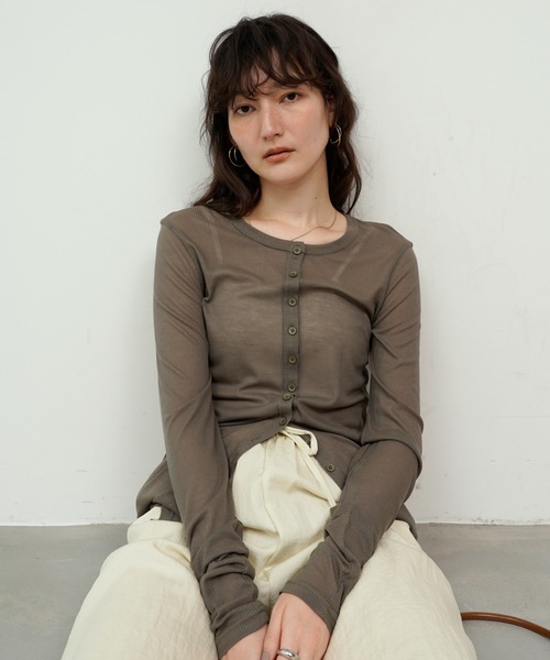 カーディガン 「セットアップ対応」SHEER RIB カーディガン レディース Sheer RIB 2wayカーディガン