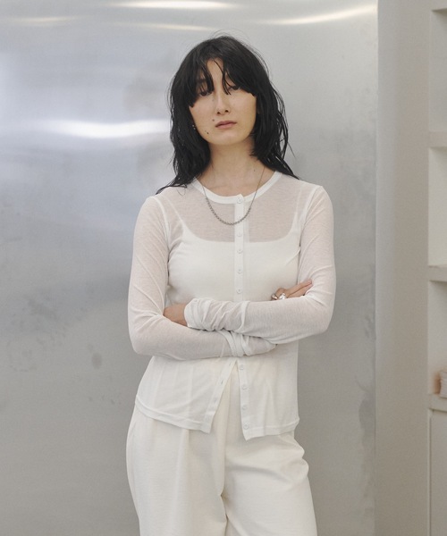 カーディガン sheer random rib cardigan(シアーランダムリブカーディガン) レディース シアーランダムリブカーディガン 配色ラメ【洗濯機洗い可/抗ピル
