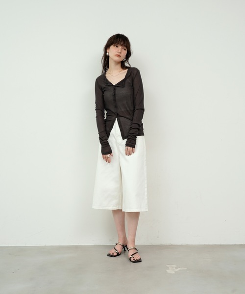 カーディガン sheer random rib cardigan(シアーランダムリブカーディガン) レディース シアーランダムリブカーディガン 配色ラメ【洗濯機洗い可/抗ピル