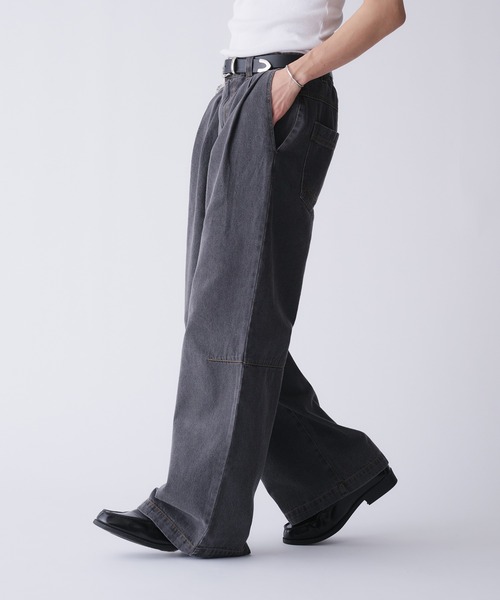 Adoon plain ジーンズ 2-TUCK DART WIDE DENIM PANTS / 2タックダーツ