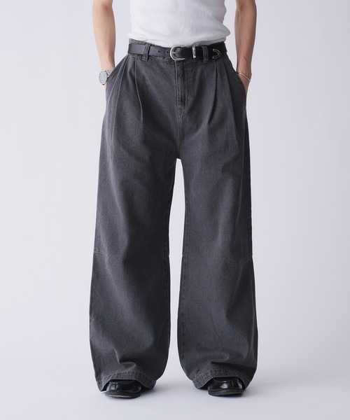 Adoon plain ジーンズ 2-TUCK DART WIDE DENIM PANTS / 2タックダーツ