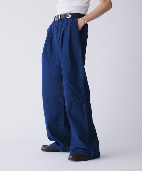 Adoon plain ジーンズ 2-TUCK DART WIDE DENIM PANTS / 2タックダーツ