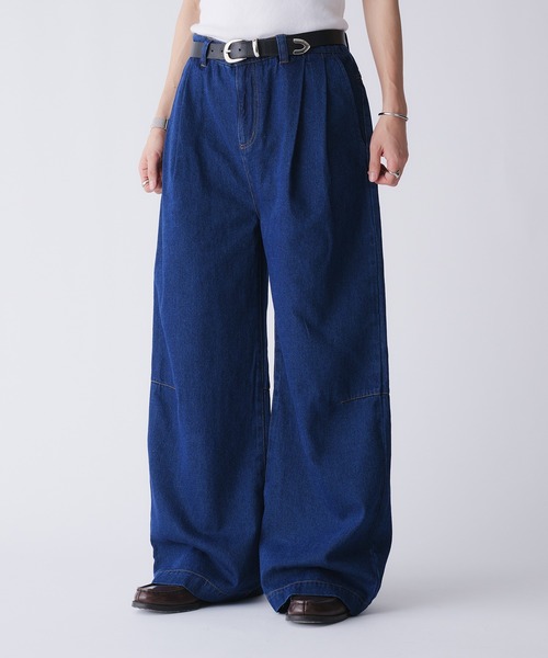 【新品】adoon plain 2タックダーツワイドチノパンツベージュ L完売品 TWO-TUCK DART WIDE CHINO PANTS / 2タックダーツワイド