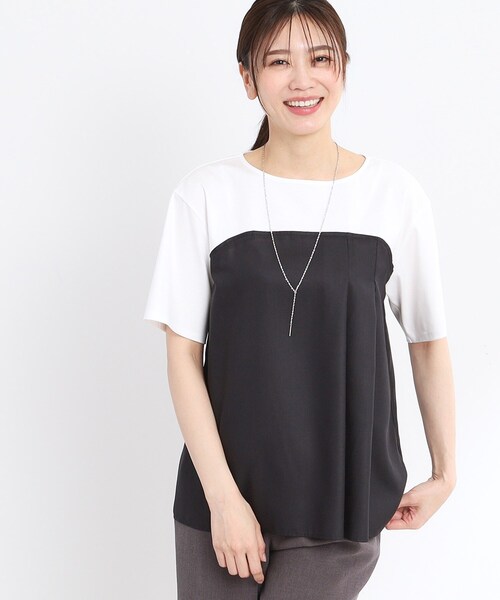 【夏SALE／UVカット／接触冷感／マシンウォッシュ可能】レイヤード風ジャージブラウス Reflect｜【夏SALE/UVカット/接触冷感/マシンウォッシュ可能