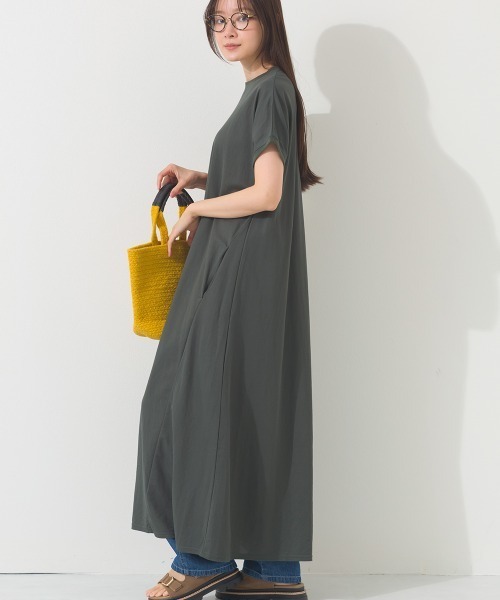 OMNES（オムネス） ワンピース 夏 半袖 接触冷感ボトルネックフレア