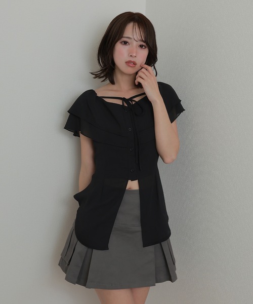 M DOLLY ブラウス シャツ *M DOLLY original* ribbon frill chiffon 