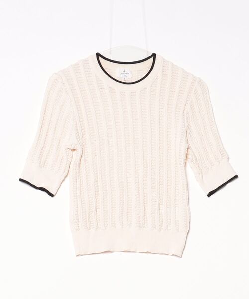 「LANVIN en Bleu」 半袖ニット 38 ベージュ レディース
