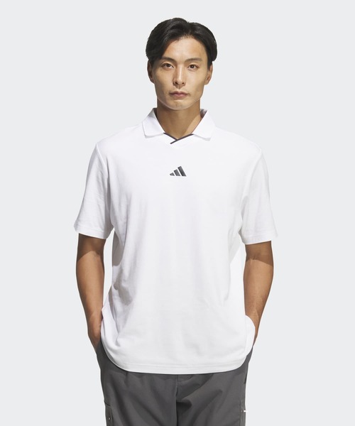 【adidas GOLF/アディダス】サイドシームレス半袖ポロシャツ・Lホワイト adidas GOLF/アディダス】サイドシームレス半袖ポロシャツ・L