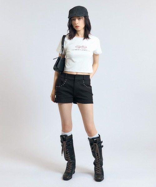 【sandro】スタッズ ショートパンツ（送料込み） ACLENT パンツ ローライズスタッズショートパンツ レディース