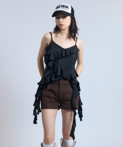 【sandro】スタッズ ショートパンツ（送料込み） ACLENT パンツ ローライズスタッズショートパンツ レディース
