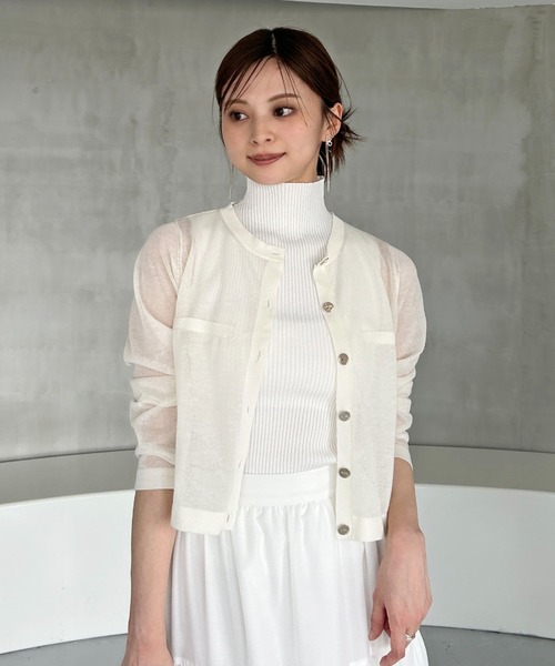 SNIDEL カーディガン Sustainableメタルボタンシアー