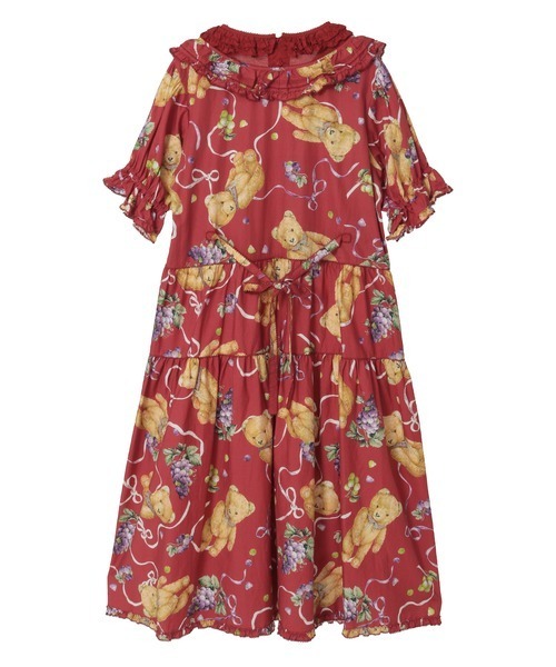 最終価格　9月末まで限定価格ピンクハウス　くま葡萄プリントミディワンピース PINK HOUSE（ピンクハウス） ワンピース くま葡萄プリントミディ