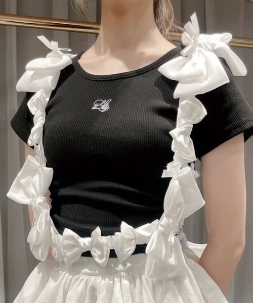 lilLilly（リルリリー） tシャツ サイドリボンリブトップス レディース