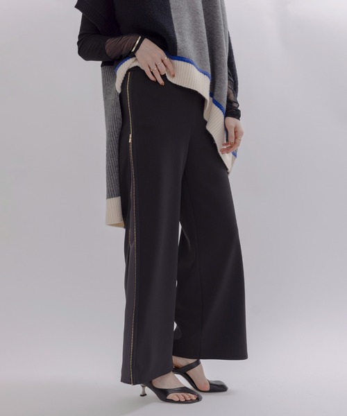 新品今季　エイミーロウ　シルエットアレンジ可能ボンディング サイドジップ パンツ Eimee Law パンツ 「シルエットアレンジ可能」ボンディング サイド