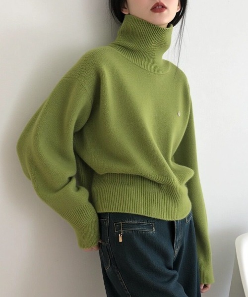 cammie ニット セーター 折り返しハイネックニット レディース