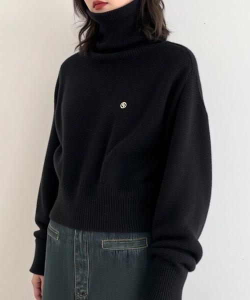 cammie ニット セーター 折り返しハイネックニット レディース