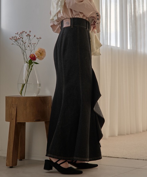 mideal（マイディール） デニムスカート frills mermaid denim skirt